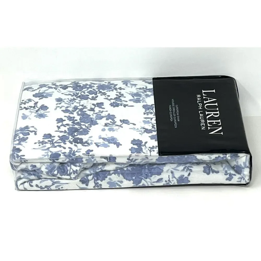 Ralph Lauren FLANNEL Rhyne Floral Euro Pillow Sham BLUE 26” X 26” $135 NIP